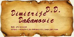 Dimitrije Dakanović vizit kartica